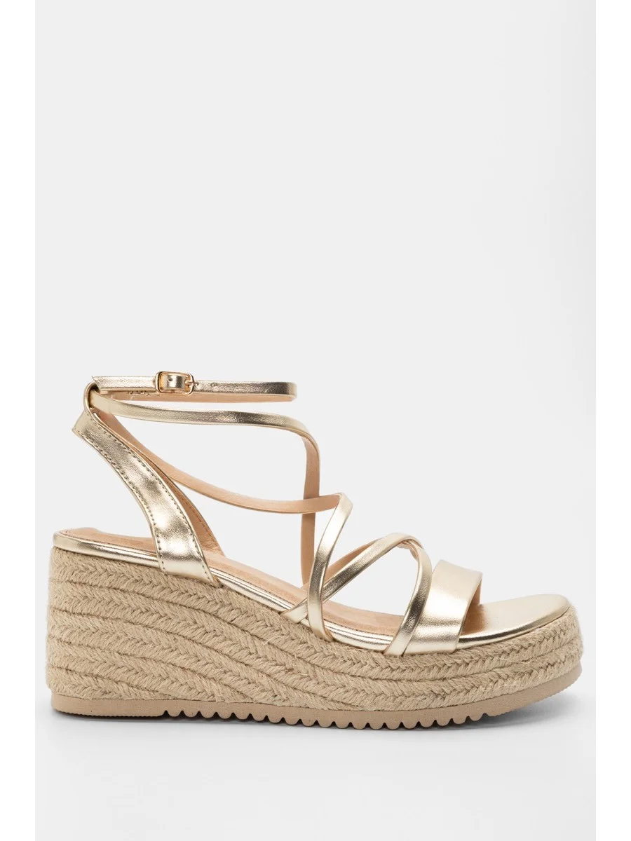 Sandalias con Plataforma de Esparto Monza Gold