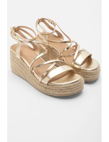 Sandalias con Plataforma de Esparto Monza Gold