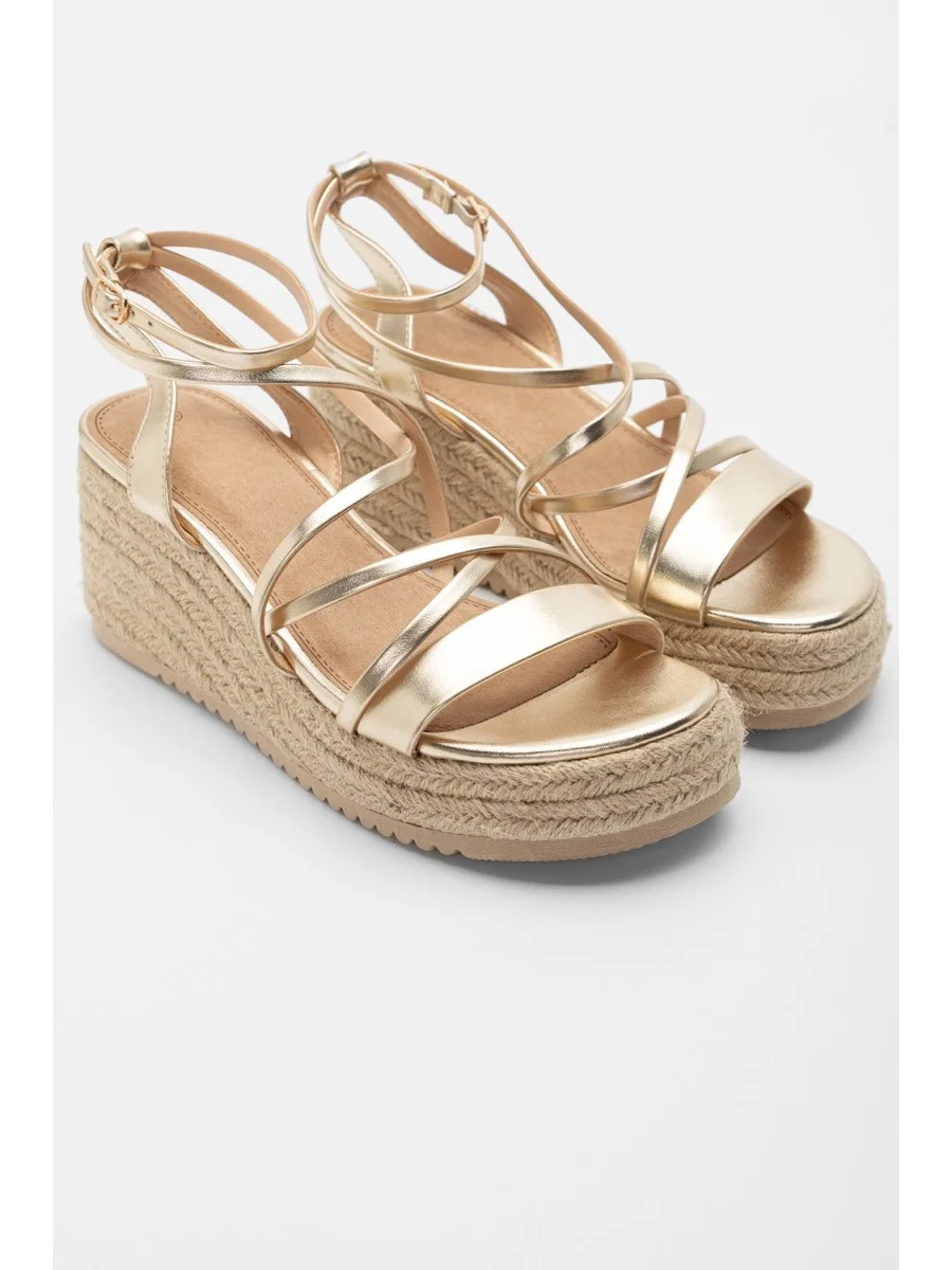 Sandalias con Plataforma de Esparto Monza Gold