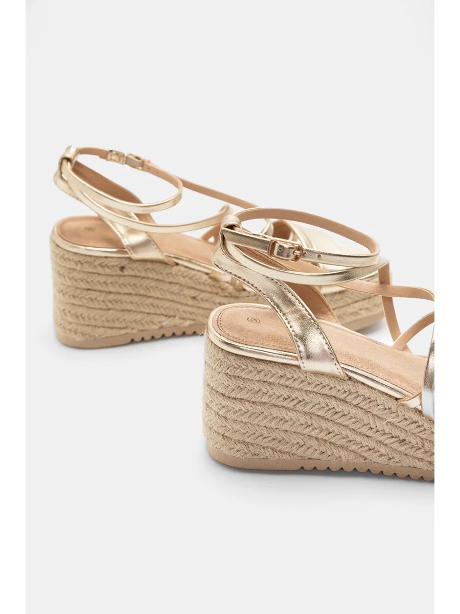 Sandalias con Plataforma de Esparto Monza Gold