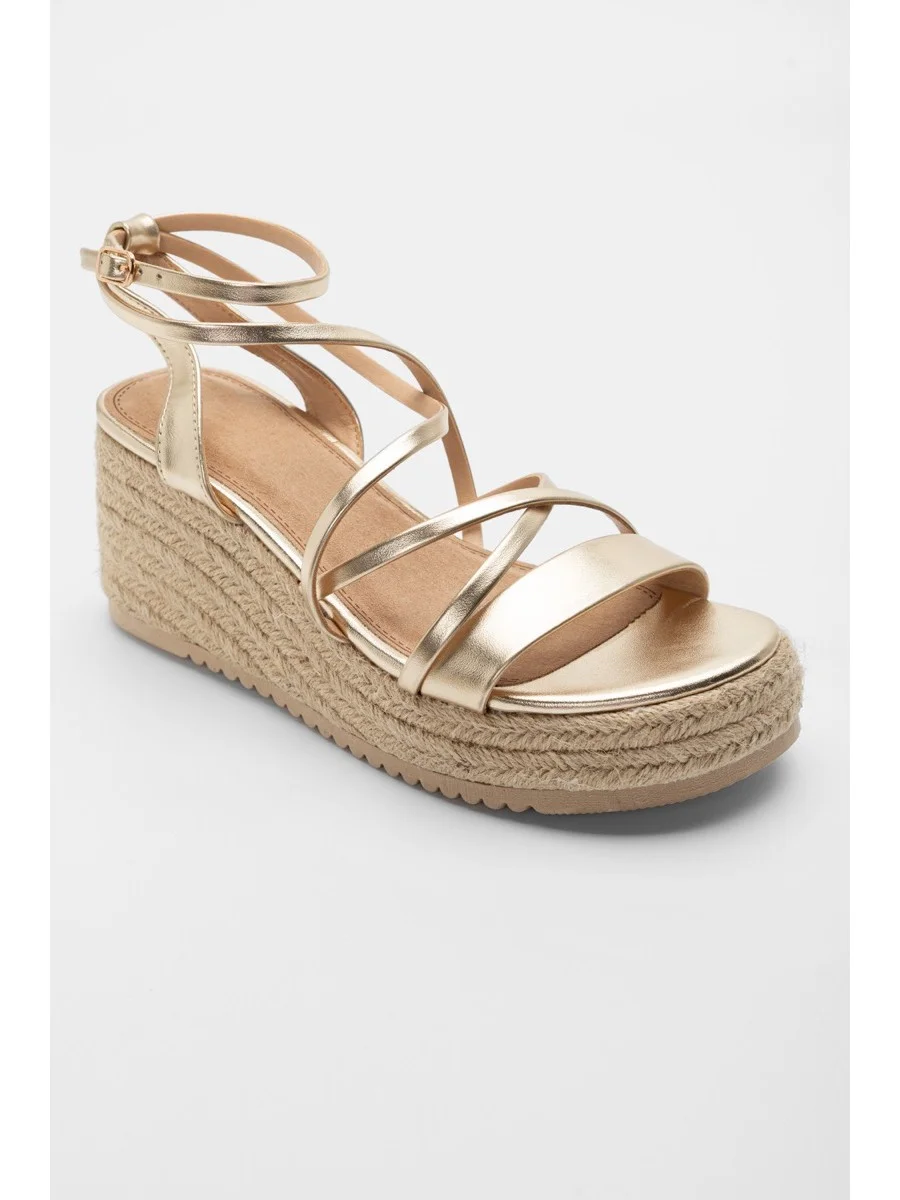 Sandalias con Plataforma de Esparto Monza Gold