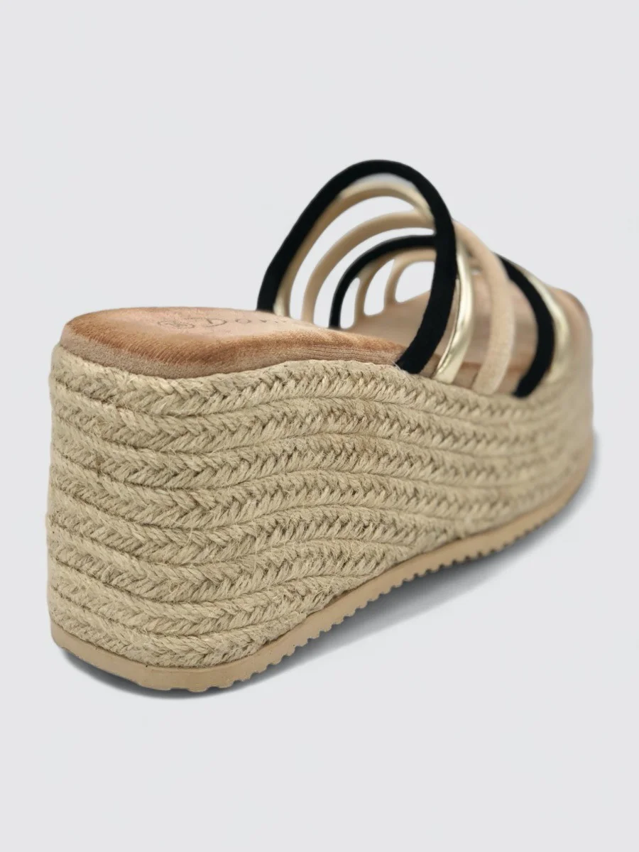 Sandalias Con Plataforma de Esparto y Tiras Lerca Noir