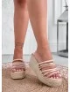 Sandalias Con Plataforma de Esparto y Tiras Lerca Beige
