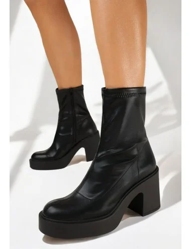 Botines con tacon grueso Biella Noir