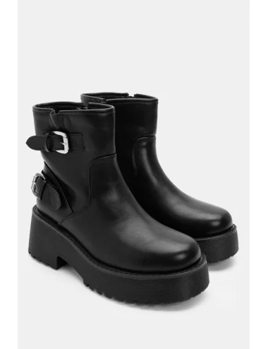 Botines con hebillas y plataforma Lucia Noir