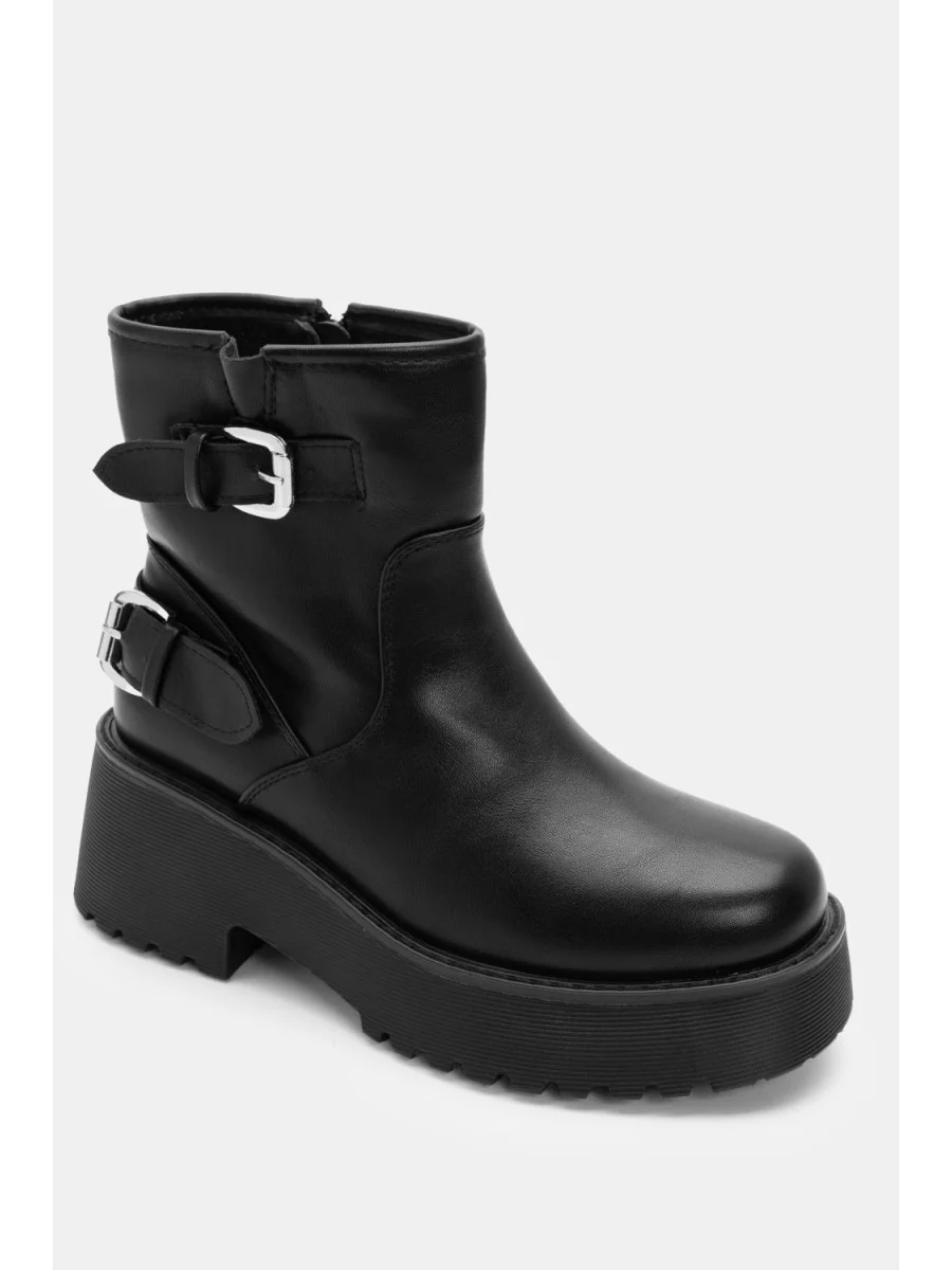 Botines con hebillas y plataforma Lucia Noir