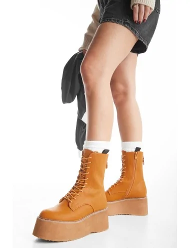 Botas militares con plataforma Frosi Camel