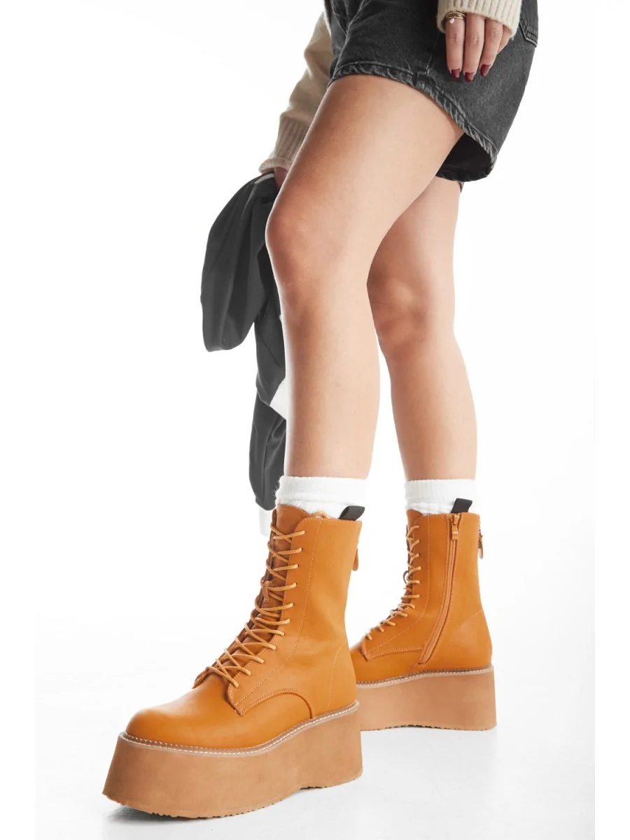 Botas militares con plataforma Frosi Camel