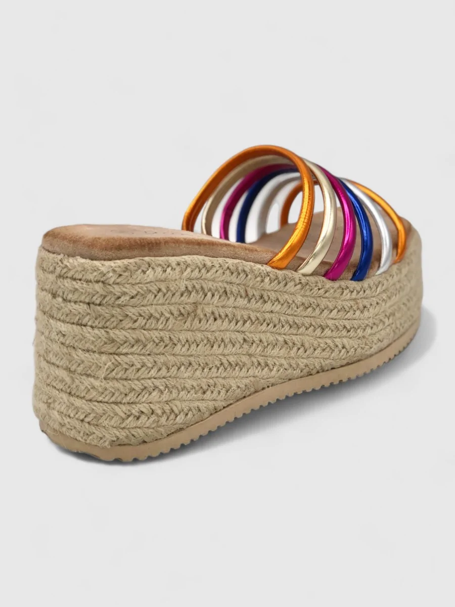 Sandalias Con Plataforma de Esparto y Tiras Lerca Color