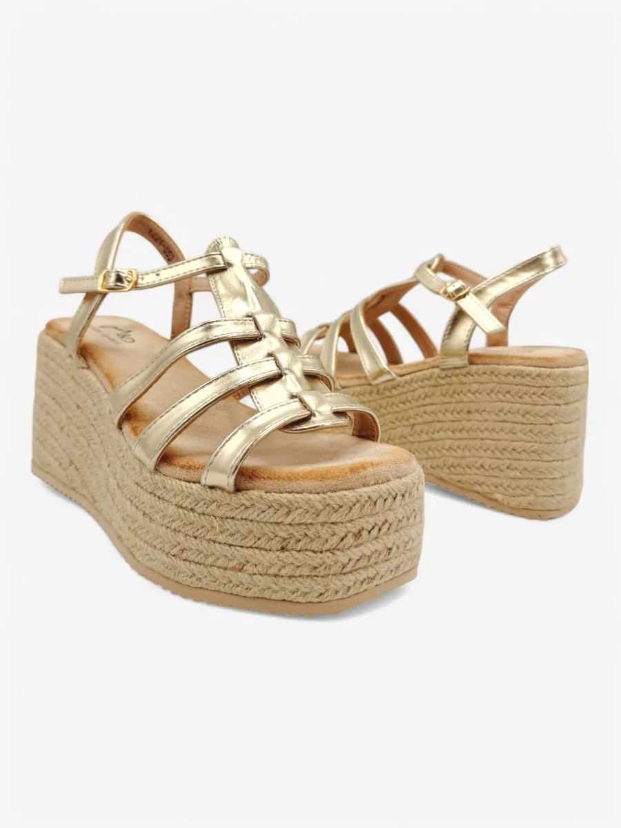 Sandalia Plataforma Yute Cecci Gold