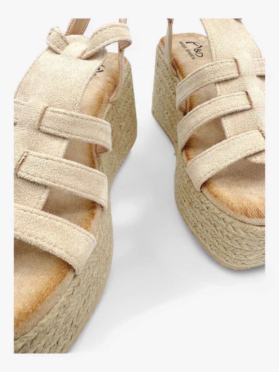 Sandalias Altas de Esparto y Antelina Cecci Beige