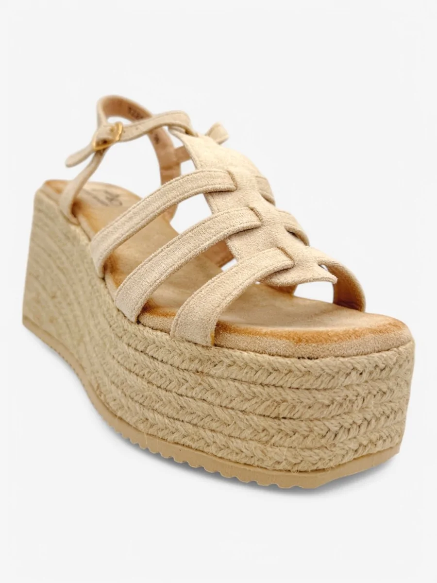 Sandalias Altas de Esparto y Antelina Cecci Beige