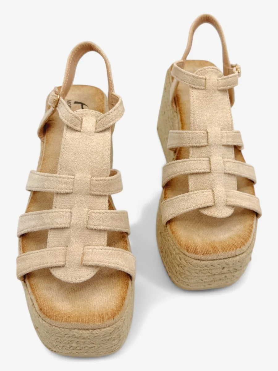 Sandalias Altas de Esparto y Antelina Cecci Beige