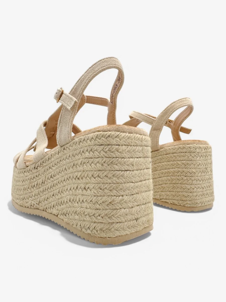 Sandalias Altas de Esparto y Antelina Cecci Beige
