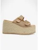 Cuñas de Esparto con Plataforma y Hebillas Mallare Beige