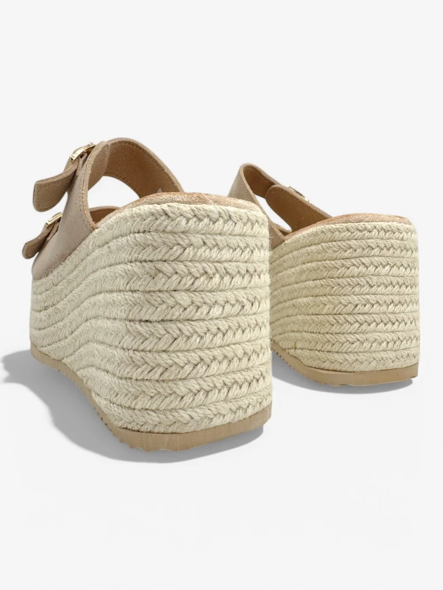 Cuñas de Esparto con Plataforma y Hebillas Mallare Beige