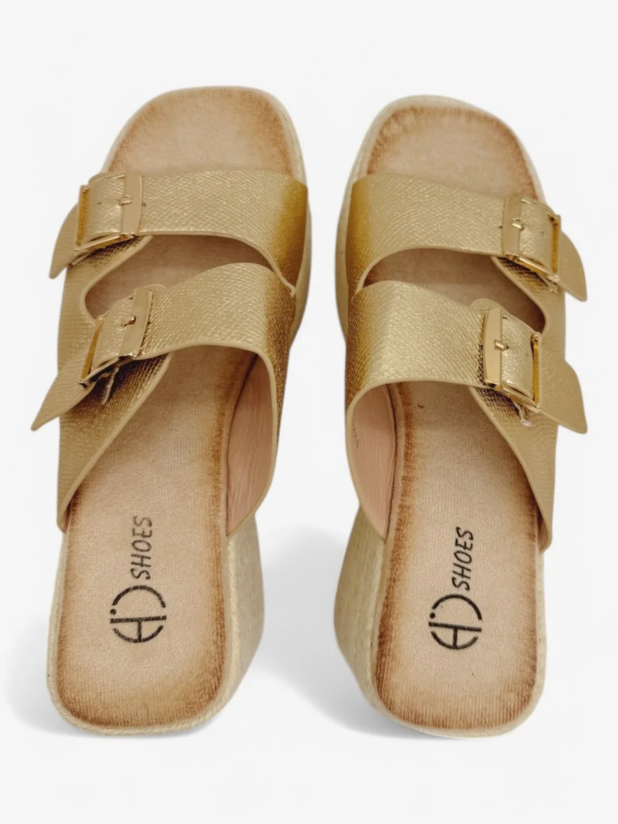 Cuñas de Esparto con Plataforma y Hebillas Mallare Gold