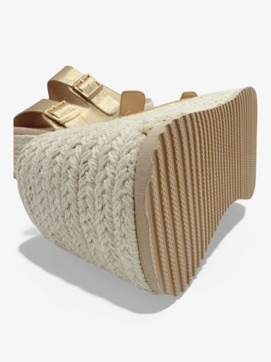 Cuñas de Esparto con Plataforma y Hebillas Mallare Gold