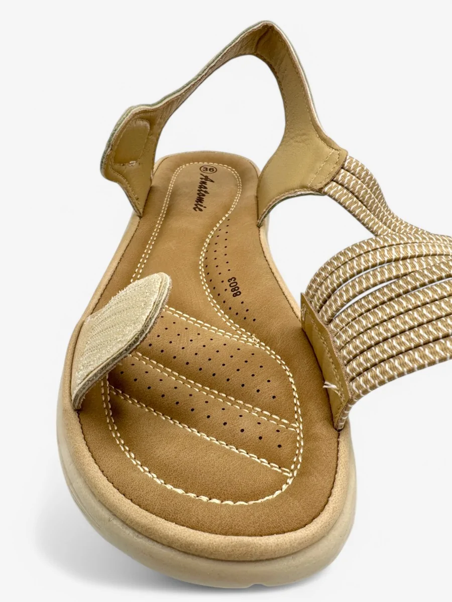 Sandalias Confort con Velcro Macere Beige