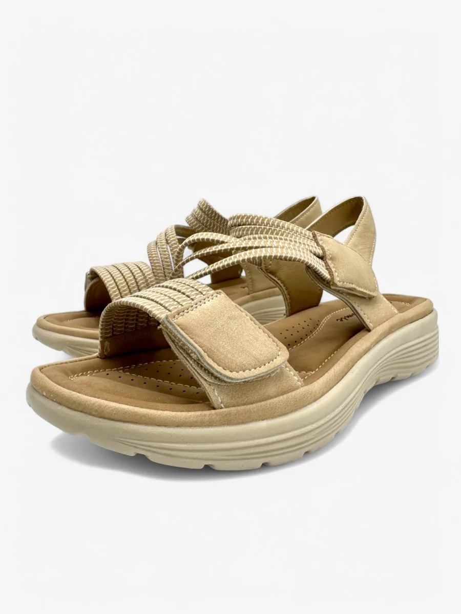 Sandalias Confort con Velcro Macere Beige