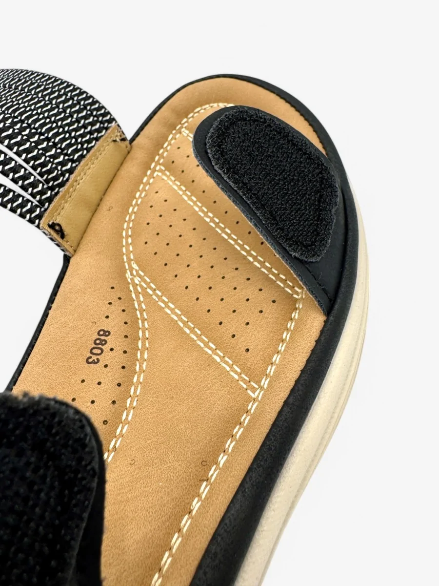 Sandalias Confort con Velcro Macere Noir