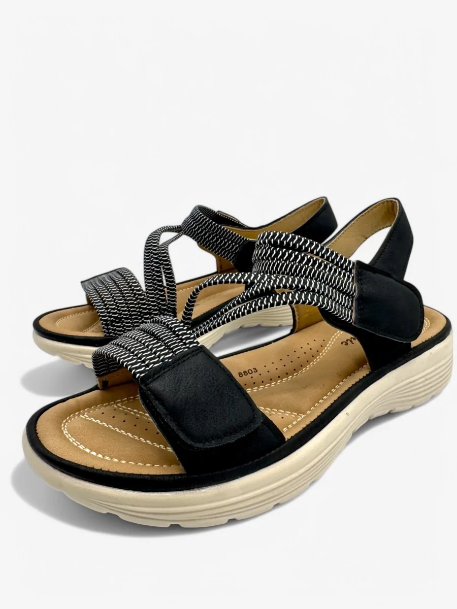 Sandalias Confort con Velcro Macere Noir