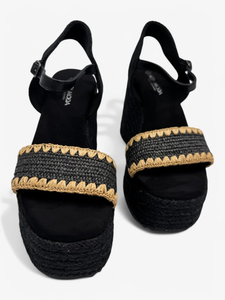 Cuñas de Esparto con Detalle de Rafia Lauria Noir All