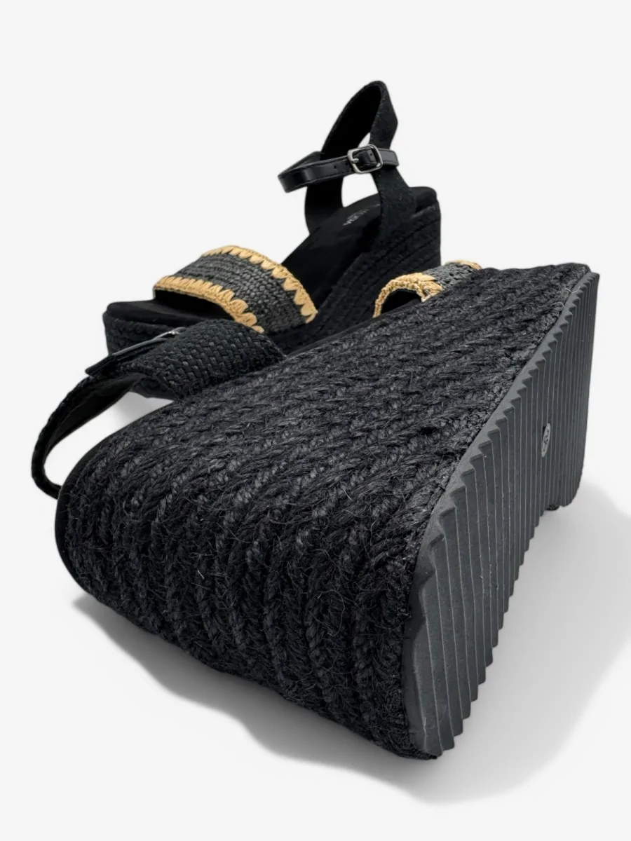 Cuñas de Esparto con Detalle de Rafia Lauria Noir All