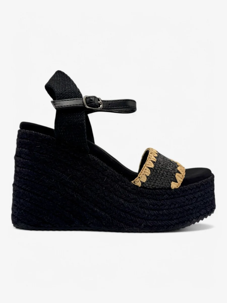 Cuñas de Esparto con Detalle de Rafia Lauria Noir All