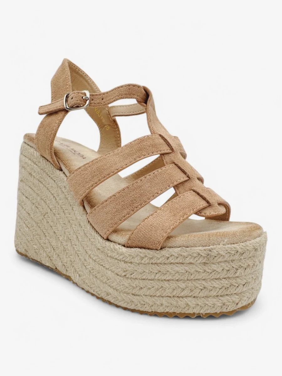 Sandalias con Cuña Casazza Camel