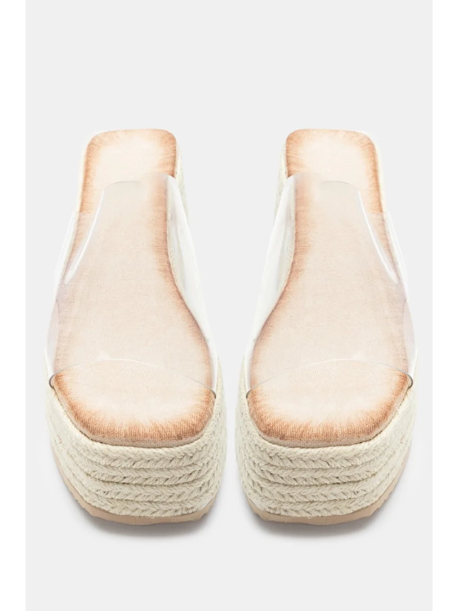 Sandalias de Esparto Transparente con Cuña Frattoli Beige