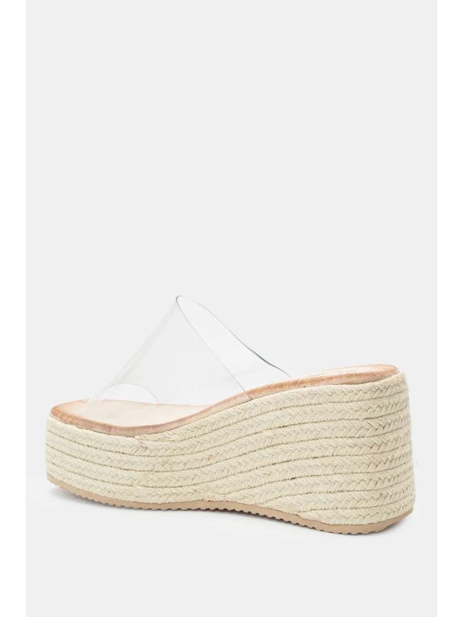 Sandalias de Esparto Transparente con Cuña Frattoli Beige