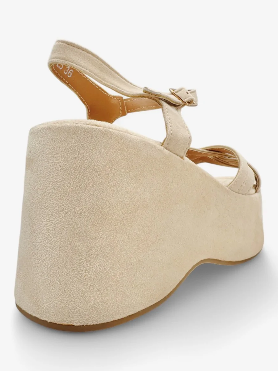 Sandalias con plataforma de antelina Lapio Beige