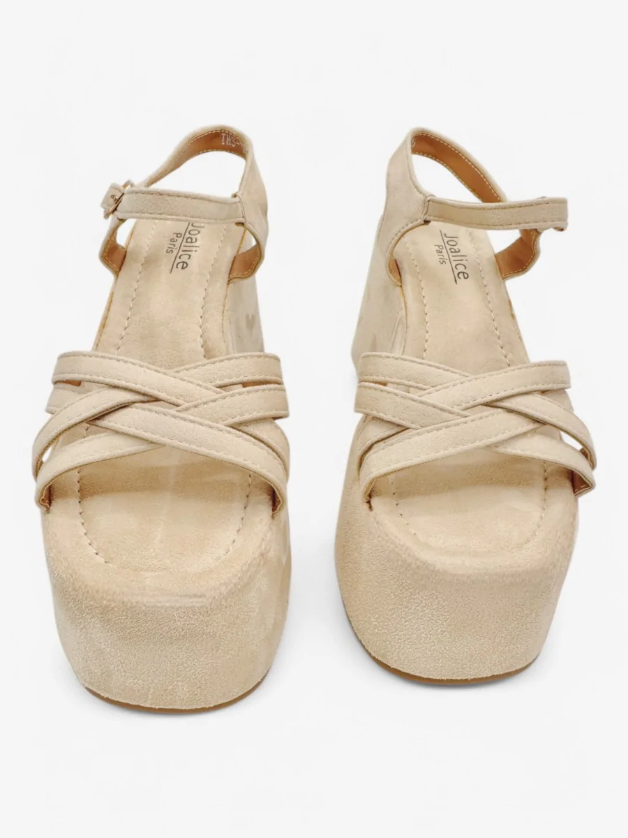 Sandalias con plataforma de antelina Lapio Beige