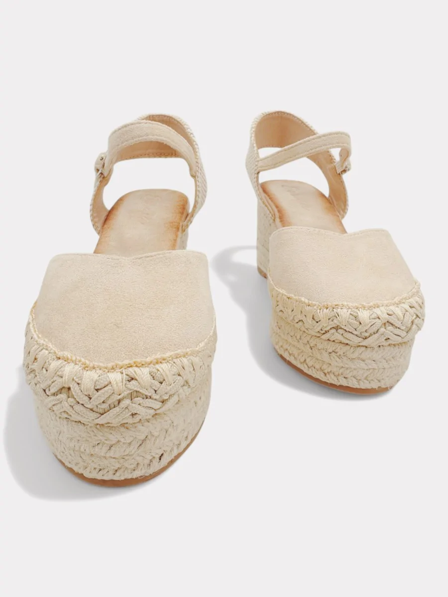 Cuña de Esparto con Plataforma Carini Beige