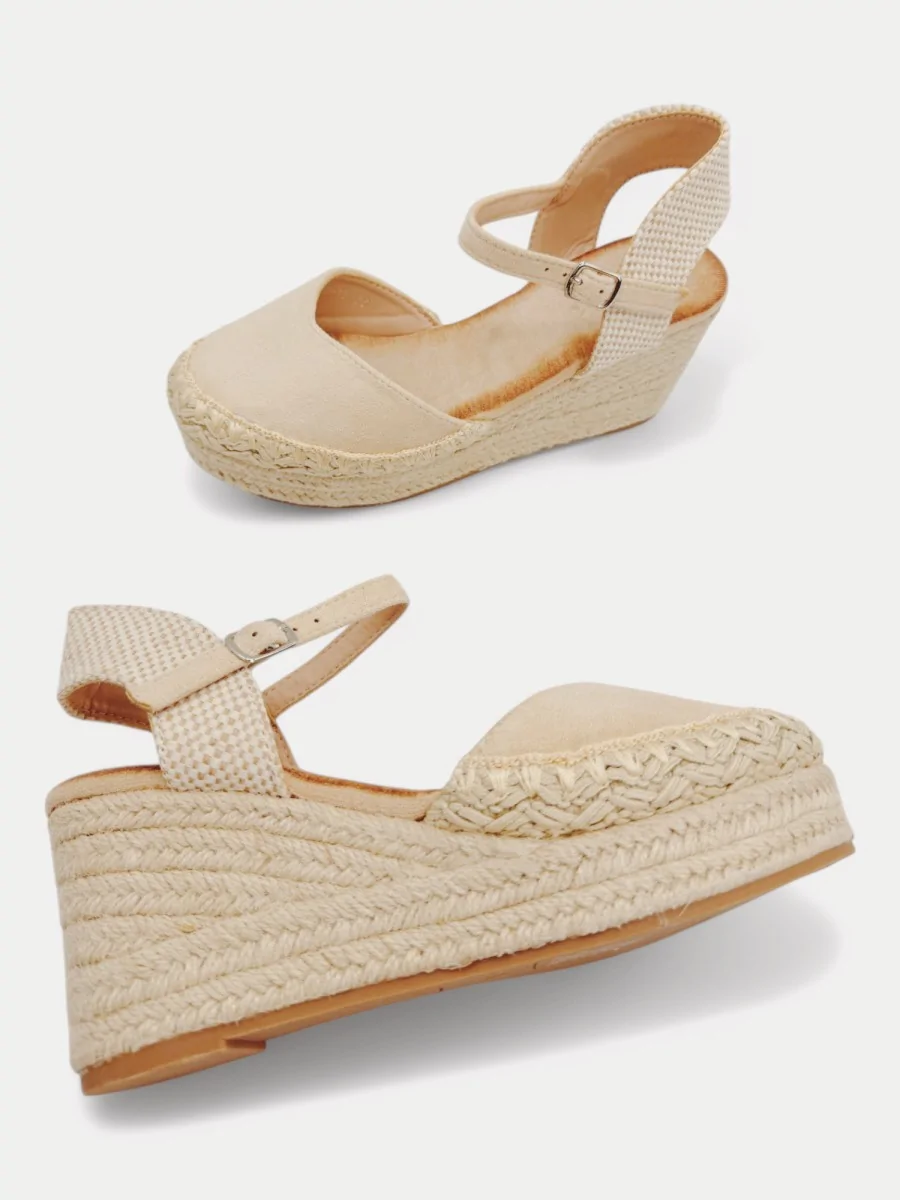 Cuña de Esparto con Plataforma Carini Beige