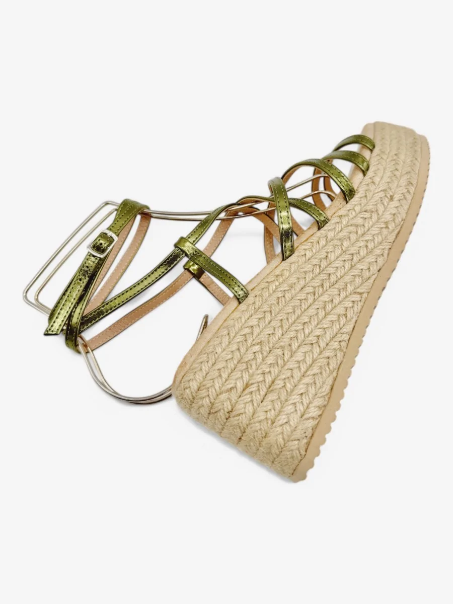 Sandalias Con Plataforma de Esparto y Tiras Susans Green