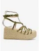 Sandalias Con Plataforma de Esparto y Tiras Susans Green