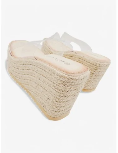 Cuñas de Tiras Transparentes con Plataforma Asola Beige