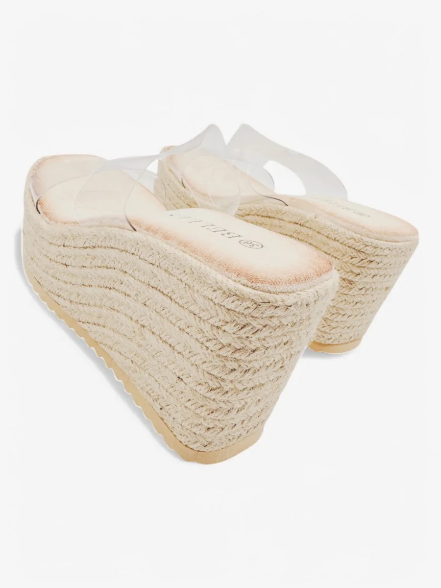 Cuñas de Tiras Transparentes con Plataforma Asola Beige