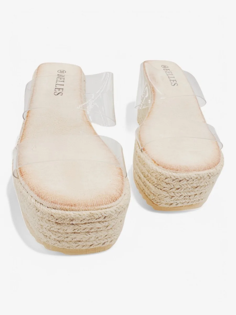 Cuñas de Tiras Transparentes con Plataforma Asola Beige