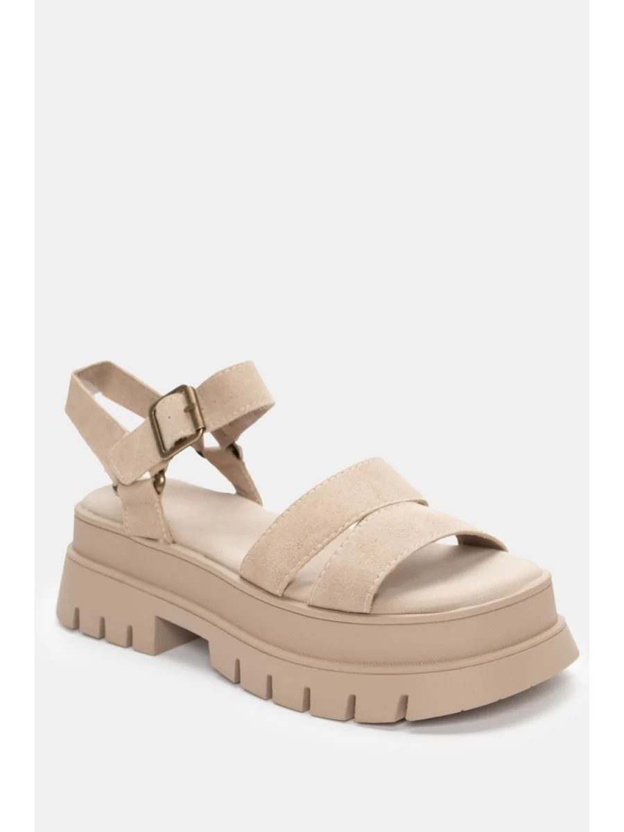 Sandalias con Tiras en Piel y Plataforma Gemini Khaki