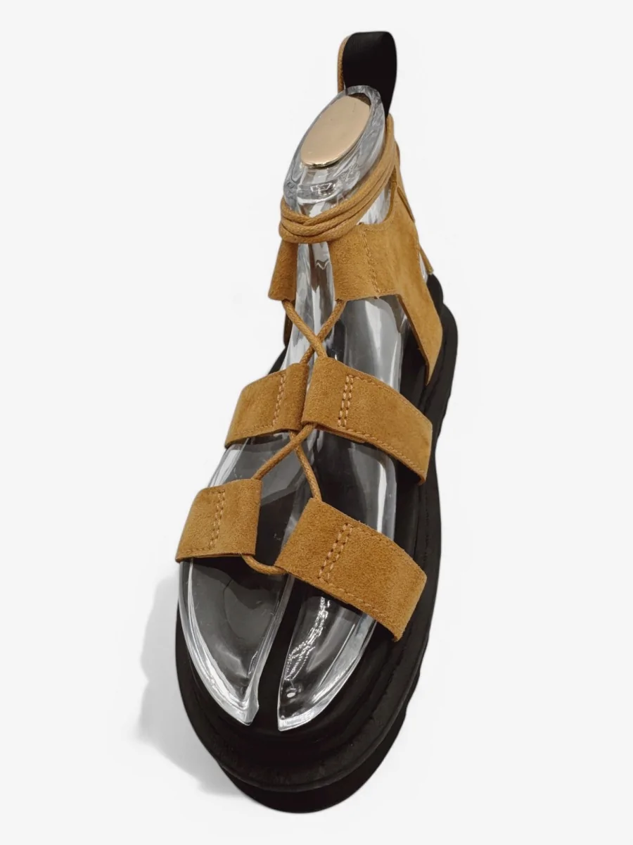 Sandalias con Cordones y Plataforma Coeli Camel