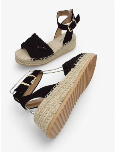 Sandalias con Plataforma y Detalles a Crochet Davizia Noir