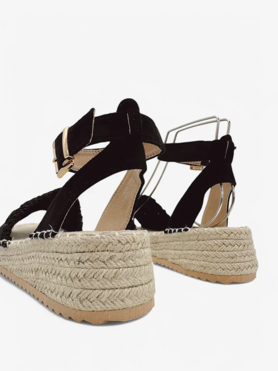 Sandalias con Plataforma y Detalles a Crochet Davizia Noir