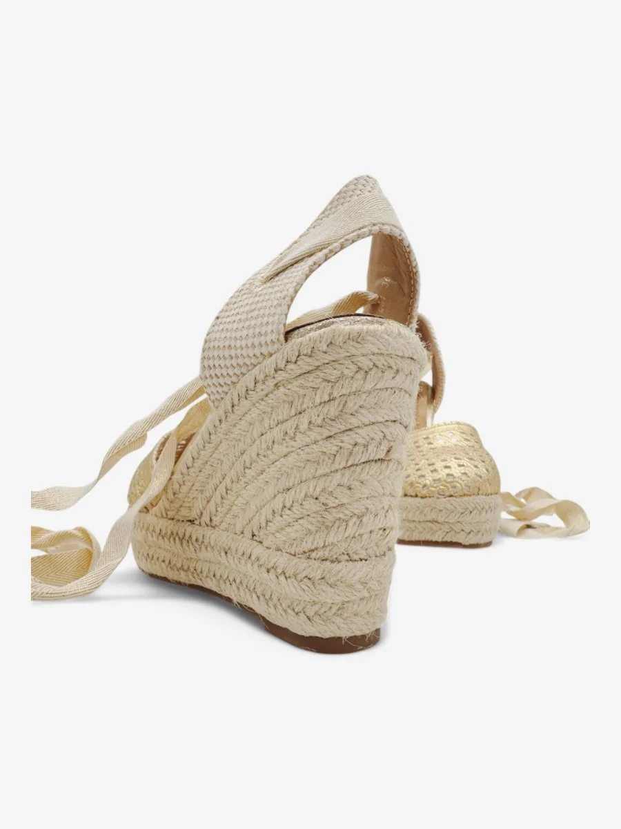 Sandalias con Cuñas de Esparto Atada en Pierna Roselle Gold