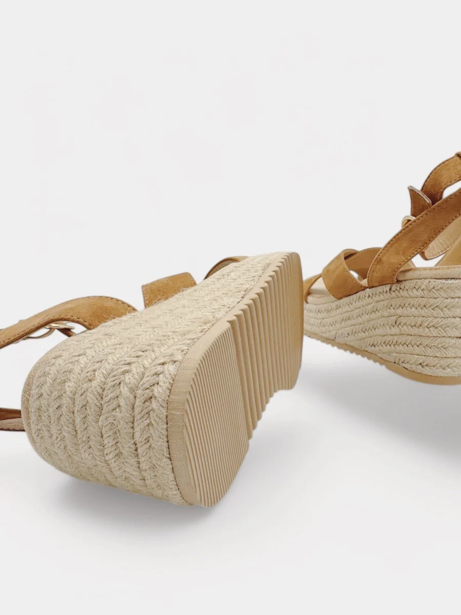 Sandalias Cruzadas con Tacón de Cuña Fienili Khaki