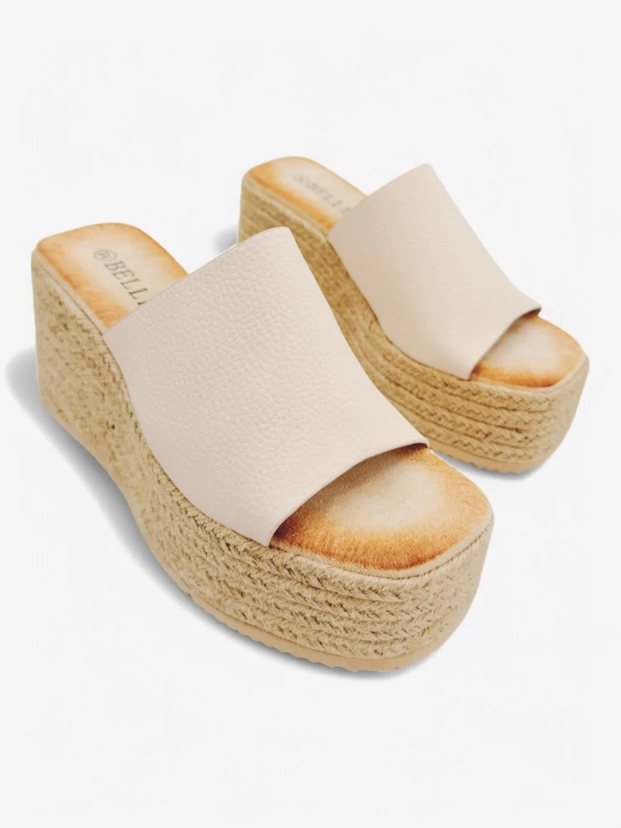 Cuñas con Plataforma y Esparto Malleva Beige