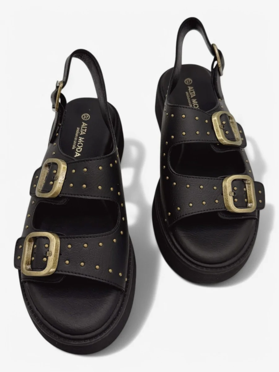 Sandalias con Plataforma y Tachuelas Taurasi Noir