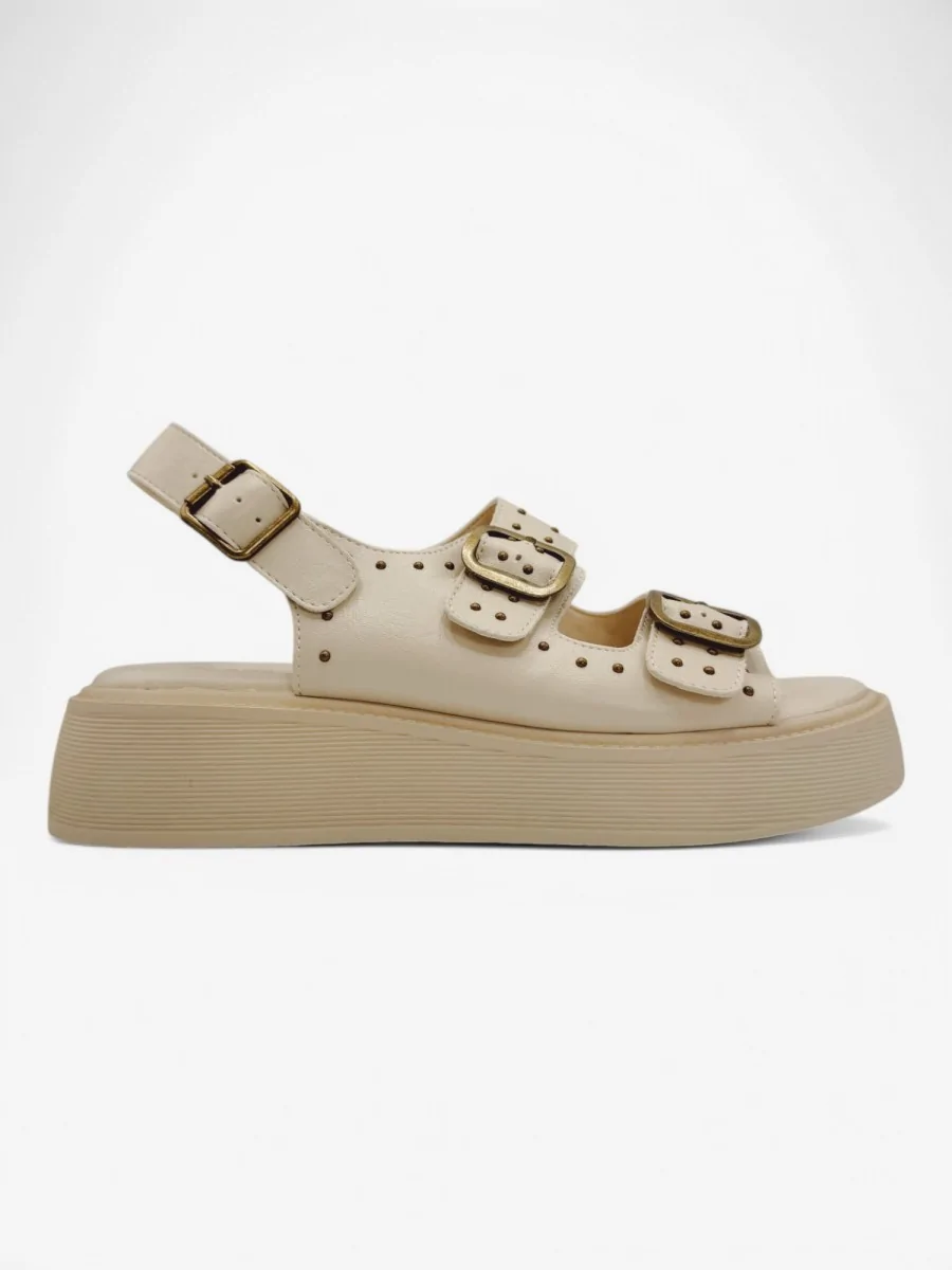 Sandalias con Plataforma y Tachuelas Taurasi Beige